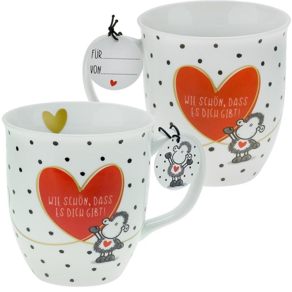 Sheepworld 46218 Tasse mit Motivdruck:"Wie schön, dass es dich gibt!", mit Geschenktag