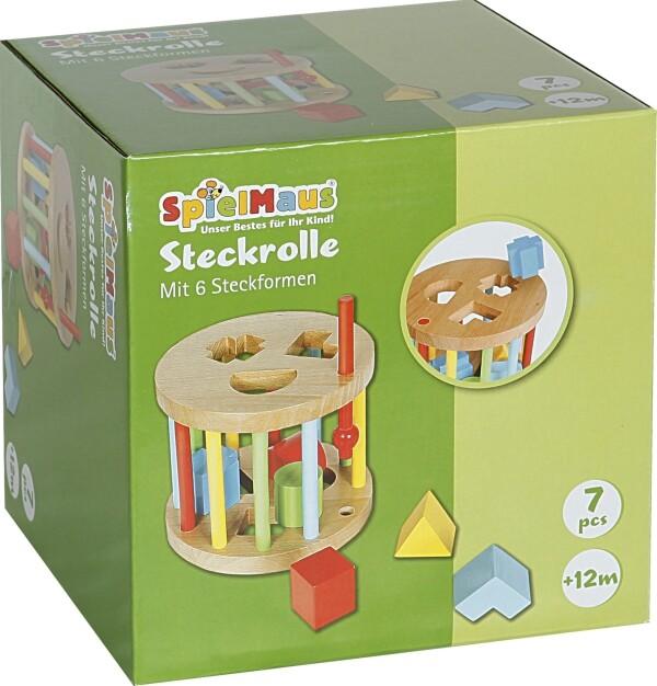 SpielMaus Holz Steckbox, rund, 6 Steine