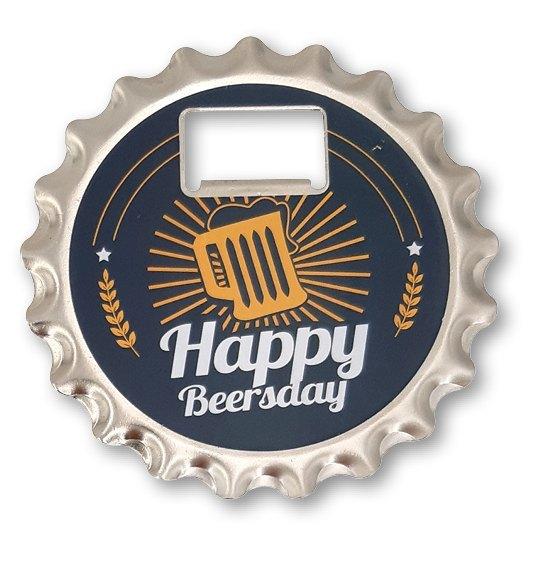 Bieröffner/Untersetzer mit Magnet - "Happy Beersday"