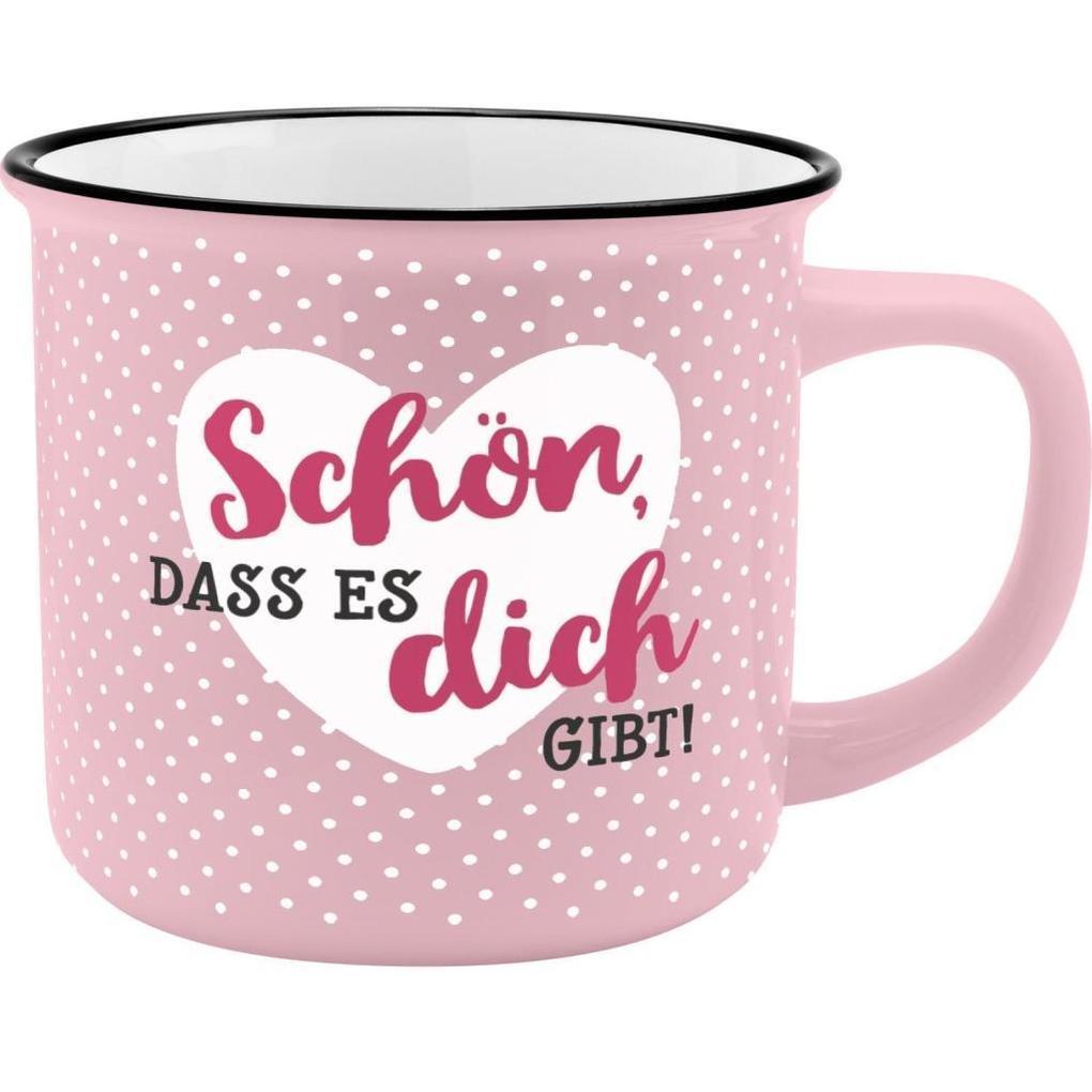 Gruss und Co 45773 Kaffeebecher mit Spruch Schön, New Bone China Porzellan, 35 cl