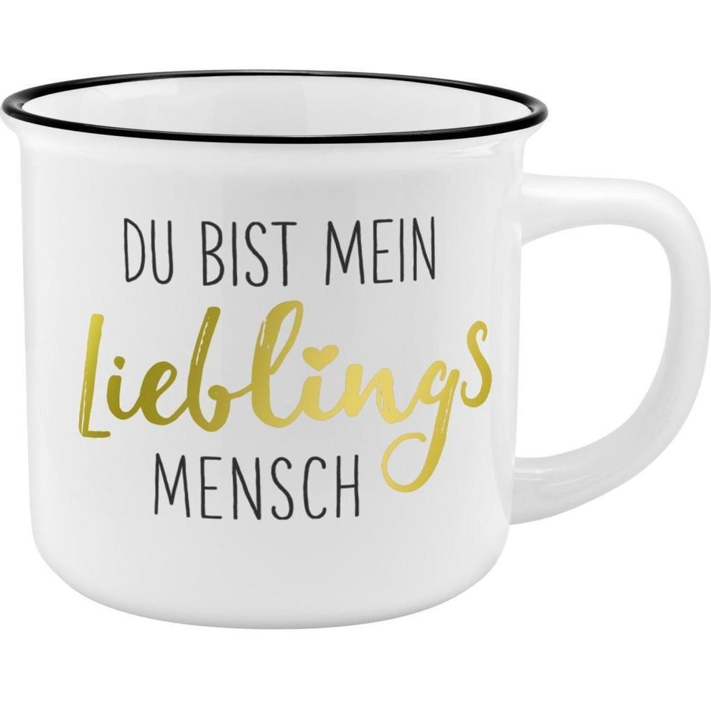 Gruss und Co 45772 Kaffeebecher Lieblingsmensch, New Bone China Porzellan, 35 cl