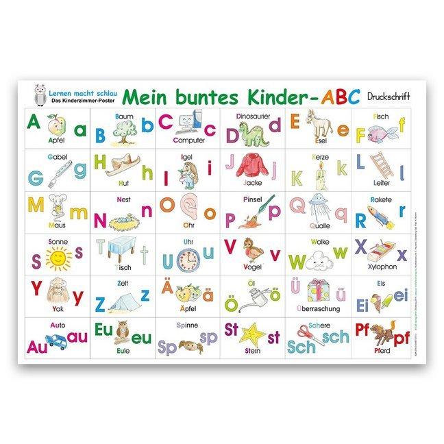 Mein buntes Kinder-ABC Druckschrift Lernposter DIN A3 laminiert