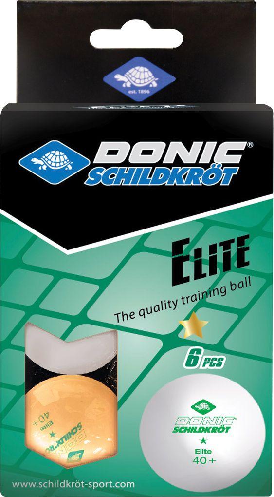 Donic-Schildkröt - Tischtennisball 1-Stern Elite, Poly 40+ Qualität, 6 Stk. im Blister, 3x weiß, 3x