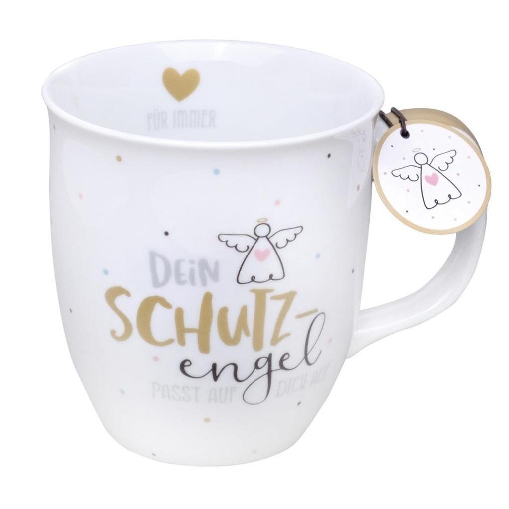 Tasse Schutzengel mit Mattgold, mit Innen- und Henkeldruck