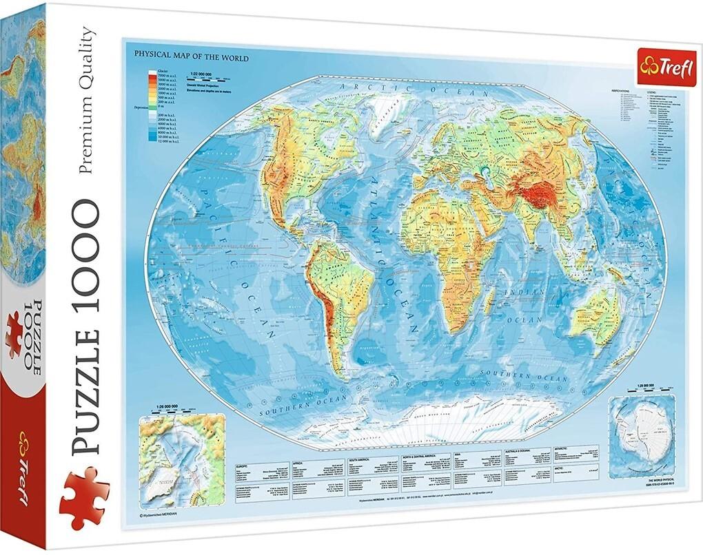 Trefl - Puzzle - Physische Weltkarte, 1000 Teile