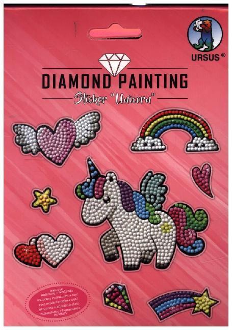 URSUS Kinder-Bastelsets Diamond Painting Sticker Unicorn, 2er Bogen