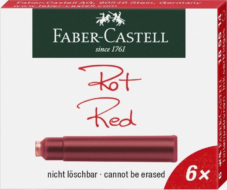 Faber-Castell Tintenpatronen Standard rot, nicht löschbar, 6er Faltschachtel