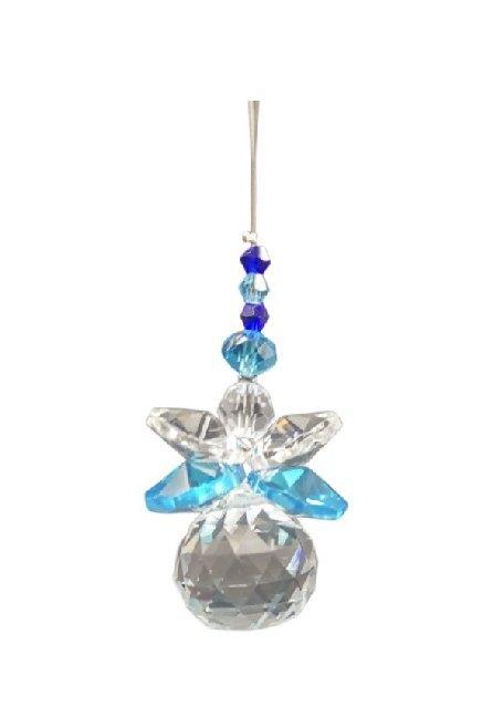 Suncatcher Engel, hellblau, 5 cm mit Kristallkugel