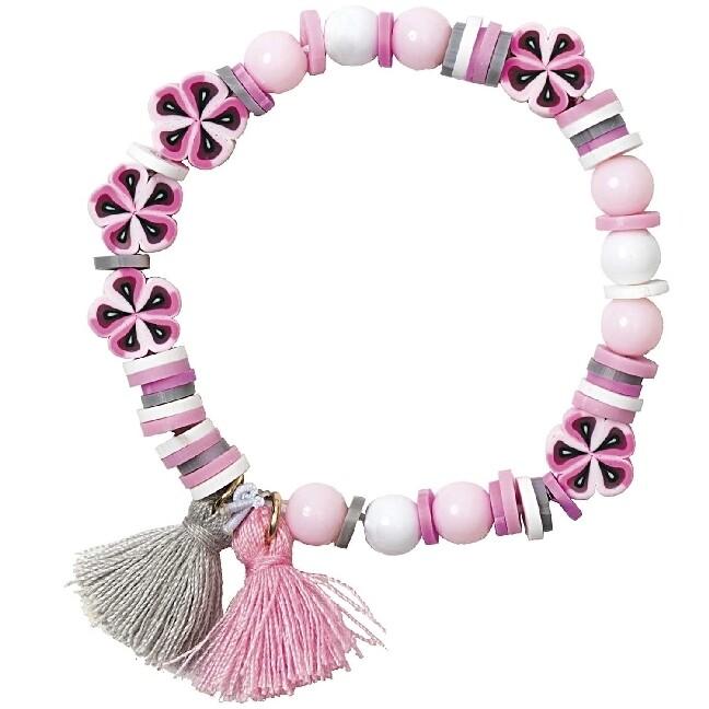 Mini Perlen Armband Set, Rosa, Grau