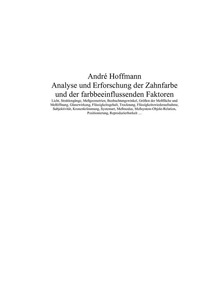 Analyse und Erforschung der Zahnfarbe und der farbbeeinflussenden Faktoren