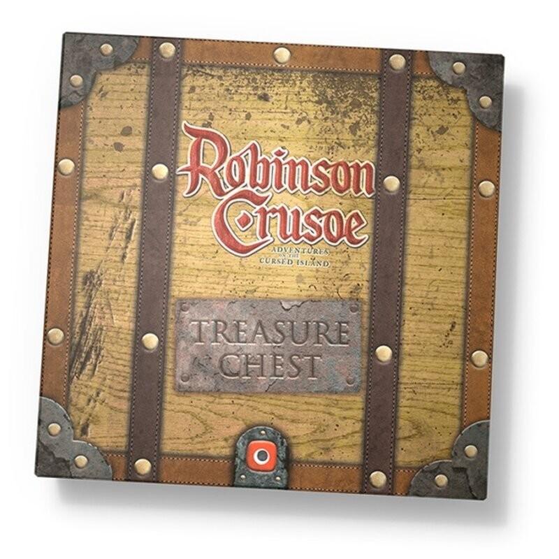 Pegasus POP00394 - Robinson Crusoe, Treasure Chest (EN), Brettspiel, Kartenspiel