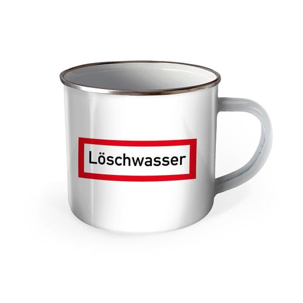 Trötsch Emaille Becher Feuerwehr Tasse Löschwasser