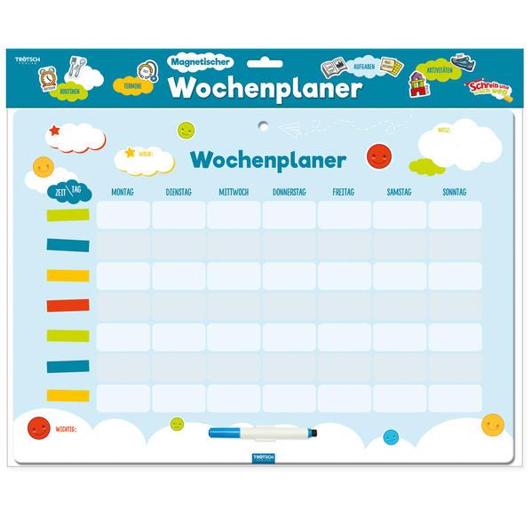 Trötsch Magnetischer Wochenplaner Magnettafel mit Stift und Magneten