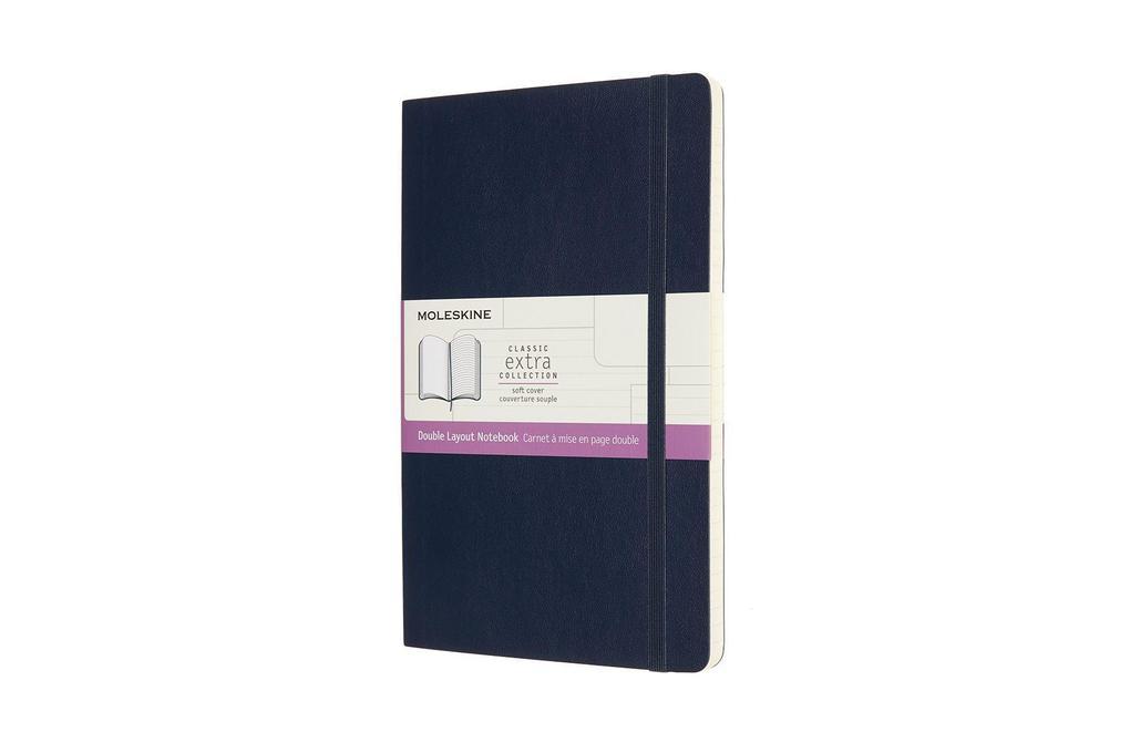 Moleskine Notizbuch - Doppelte Lineatur, Large/A5, Liniert-Blanko, Weicher Einband, Saphir