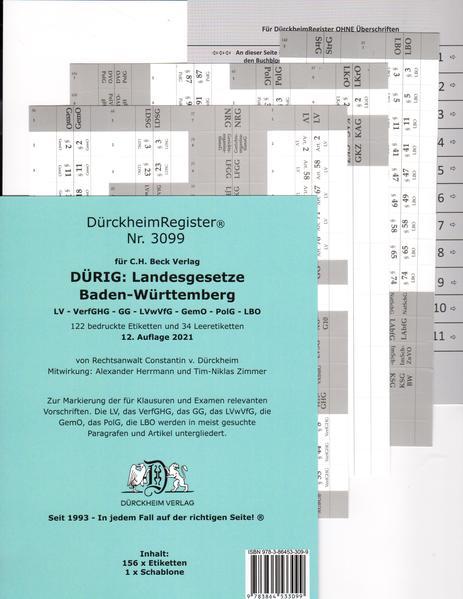 DürckheimRegister® für DÜRIG: BADEN-WÜRTTEMBERG, C.H. Beck Verlag