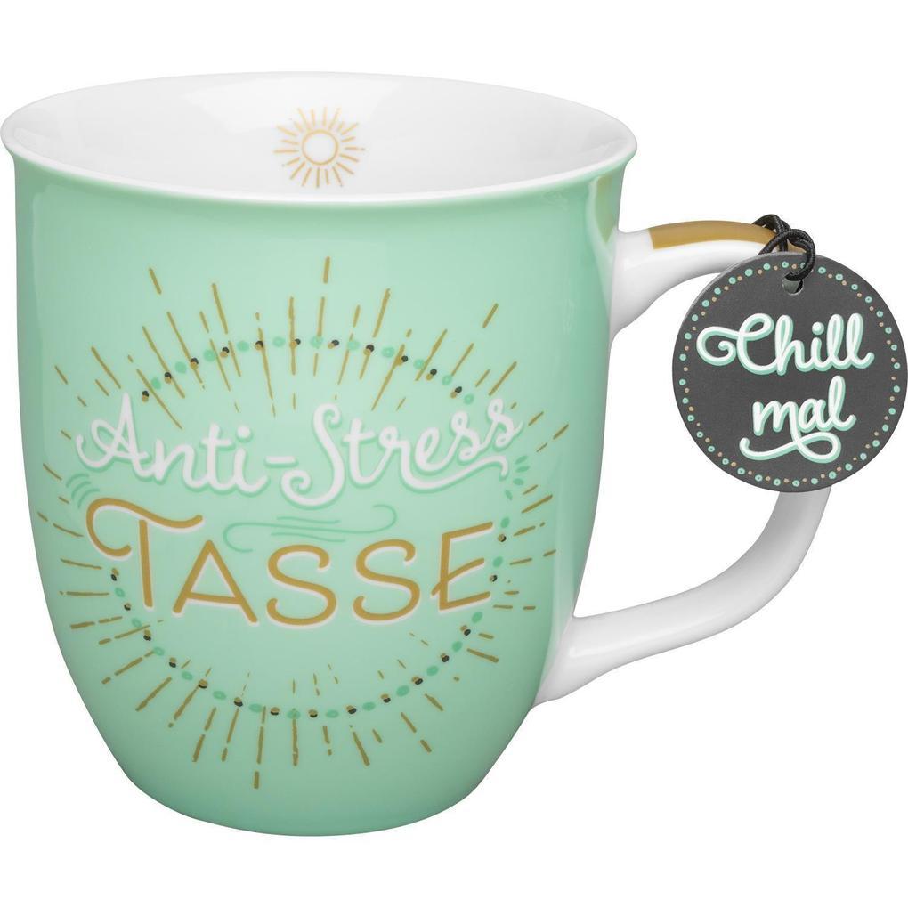 GRUSS & CO 46999 Tasse Anti-Stress, Porzellan, 40 cl, Geschenk-Anhänger