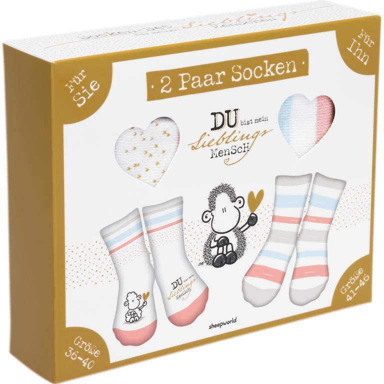 Socken-Set "Du bist mein Lieblingsmensch", 2 Paar Socken (Größe 36-40 und Größe 41-46)