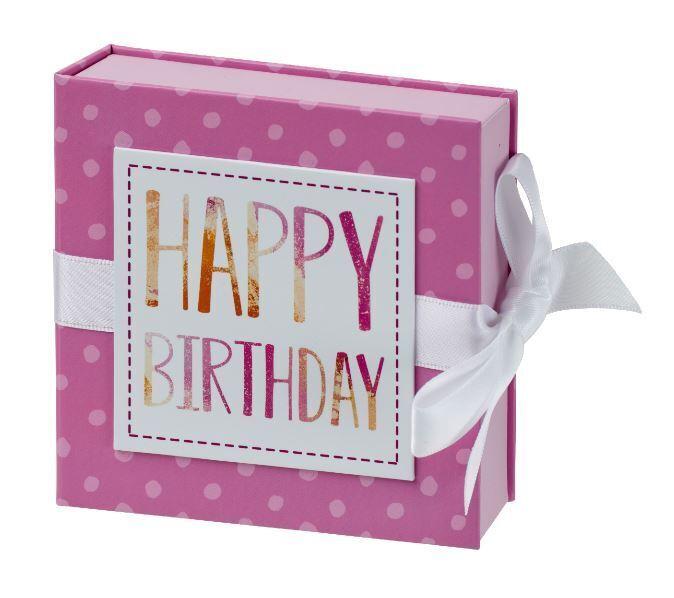 Geschenkschachtel mit Band 10 x 10 cm Happy Birthday