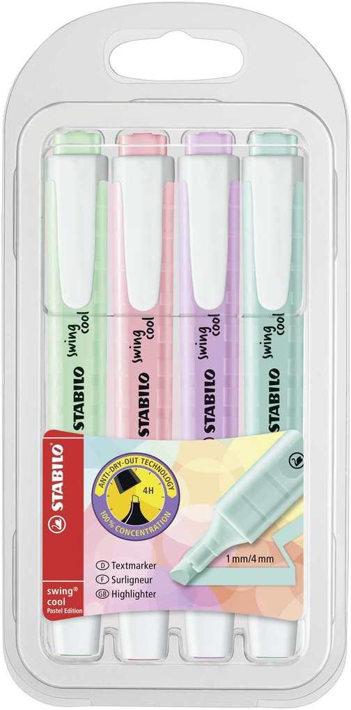 STABILO Textmarker Textmarker swing cool Pastel Edition, 4er Set