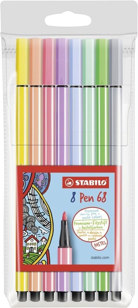 STABILO Filzstifte Pen 68 Pastell, 8er Set