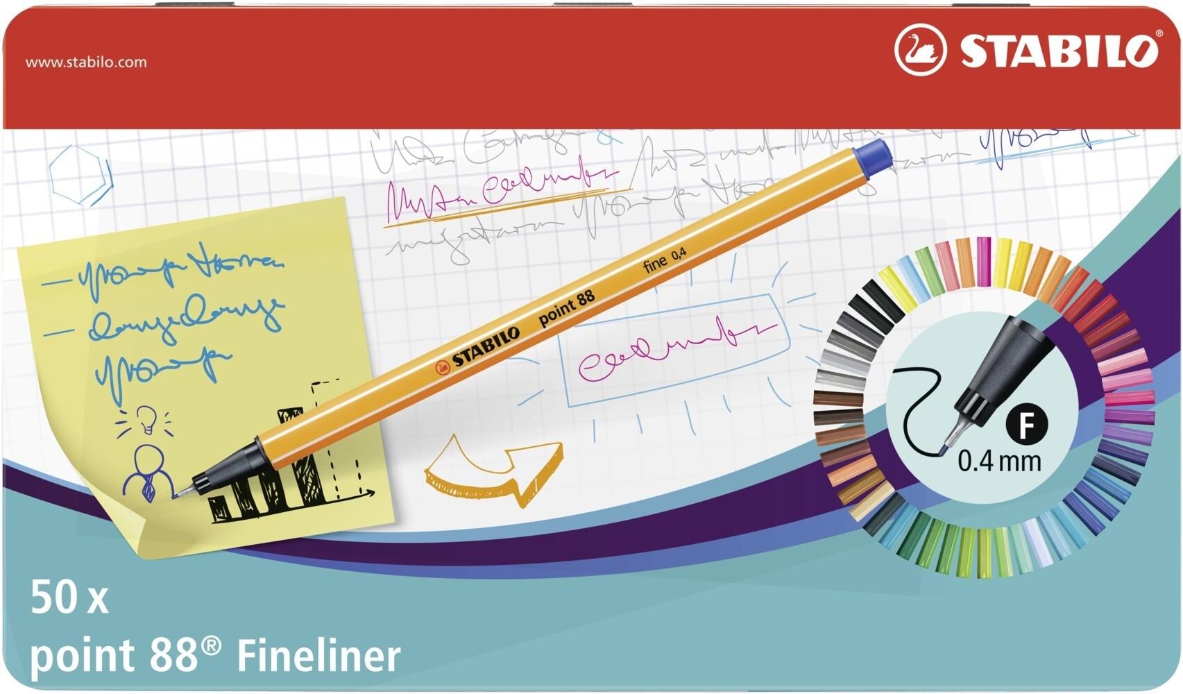 STABILO Fineliner point 88 Metalletui, 50er Set