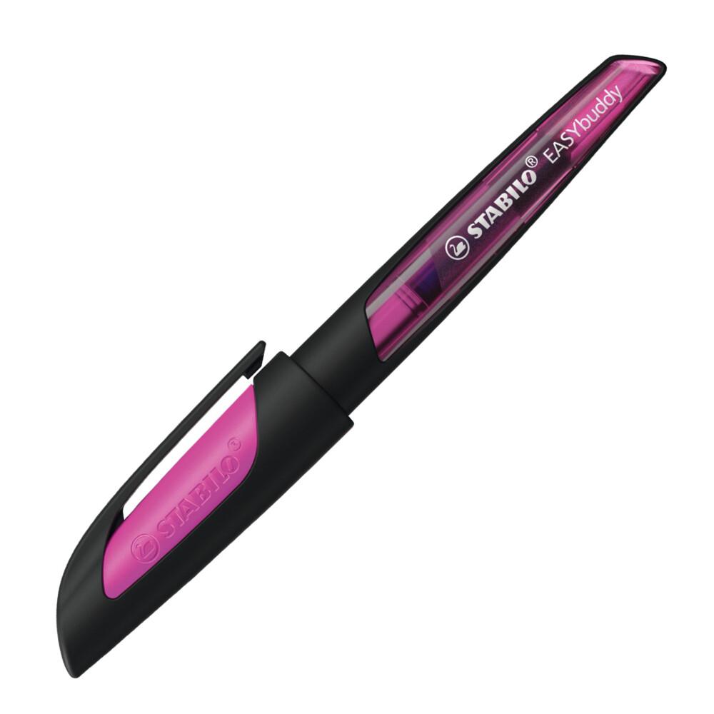 Schulfüller mit Standard-Feder M - STABILO EASYbuddy in schwarz/magenta - Schreibfarbe blau (löschba