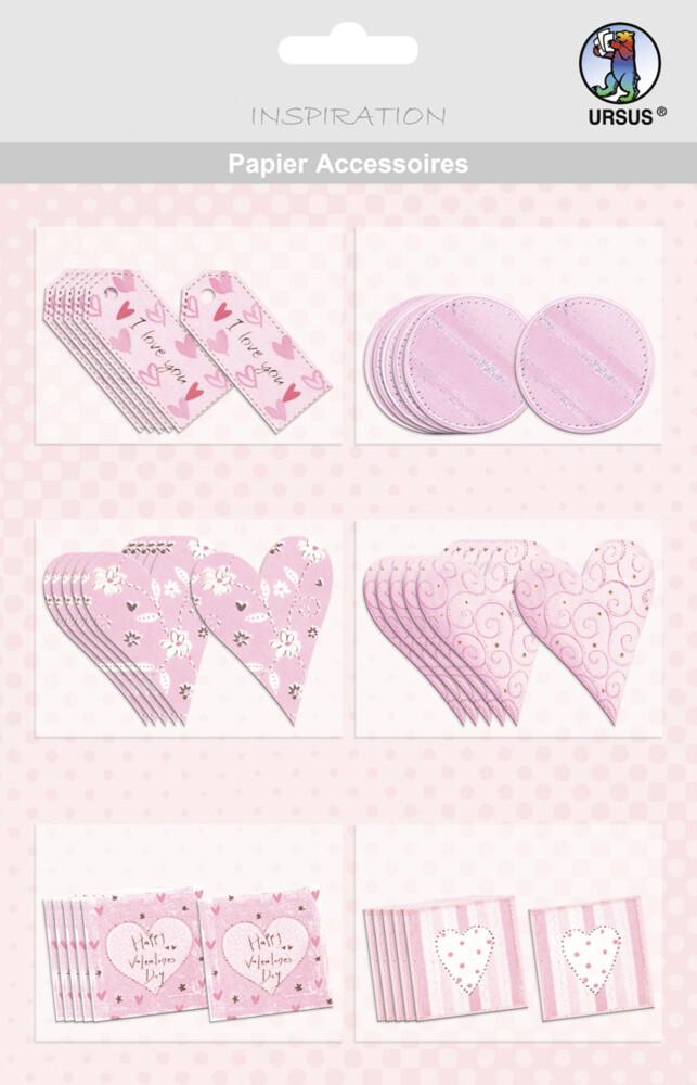 URSUS 36 Papier-Accessoires "Herzen", rosa