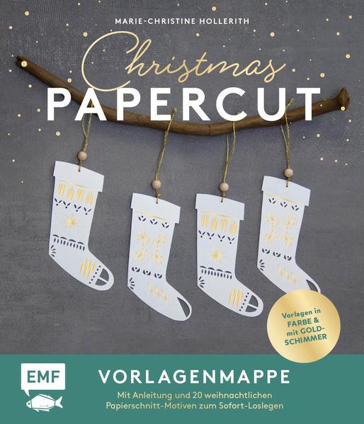 Set: Christmas Papercut - Die Vorlagenmappe mit Anleitung und 20 weihnachtlichen Papierschnitt-Motiven zum Sofort-Loslegen