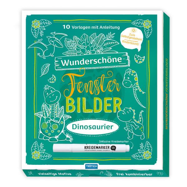 Trötsch Wunderschöne Fensterbilder mit Kreidemarker Mappe mit Vorlagen und Kreidemarker Dinosaurier