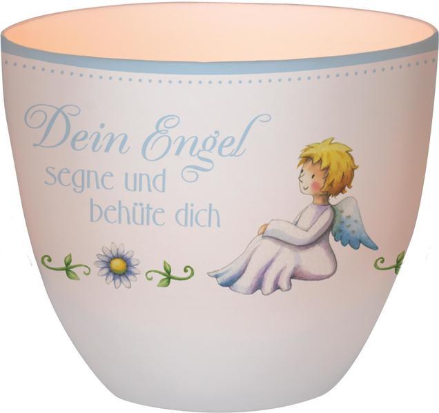 Dein Engel segne und behüte dich - Windlicht (blau)