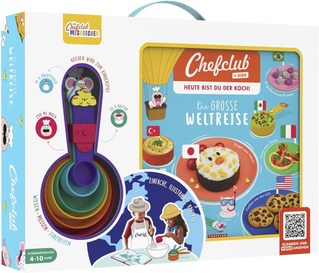 Chefclub Kids - Set: Rezeptbuch - Die große Weltreise mit den Chefclub Messbechern