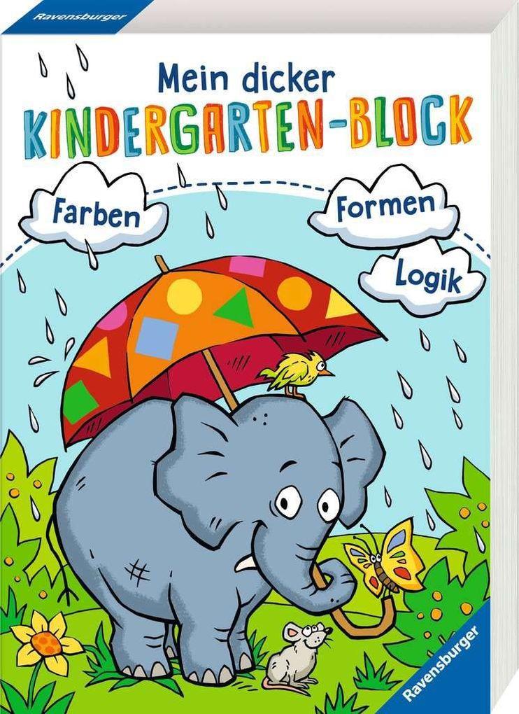 Ravensburger Mein Kindergarten-Block - Farben, Formen, Logik- Rätselspaß für Kindergartenkinder ab 5 Jahren - Förderung von Logik, Aufmerksamkeit und Ausdauer