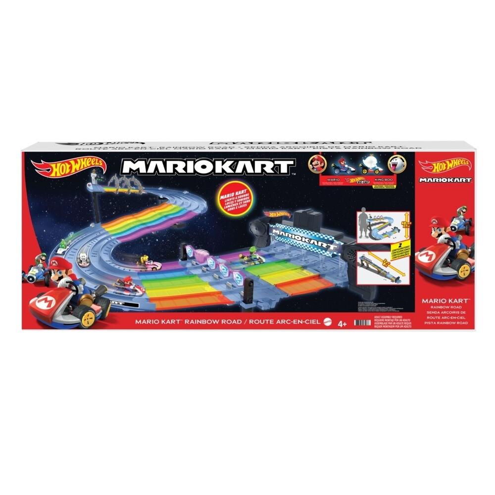 Hot Wheels - Mario Kart Regenbogen Rennstrecke, inkl. 2 Spielzeugautos