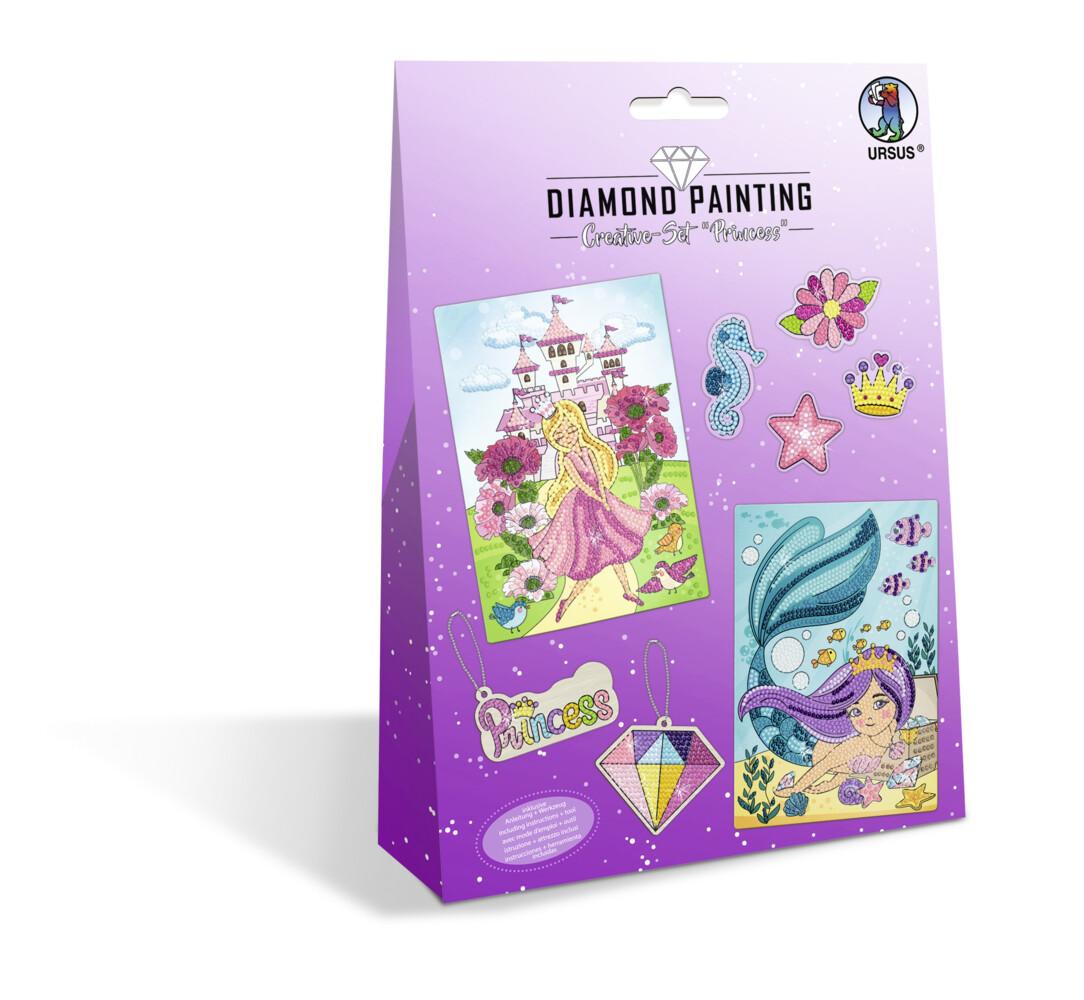 URSUS Kinder-Bastelsets Diamod Painting Creative Set Princess, 2er Karten