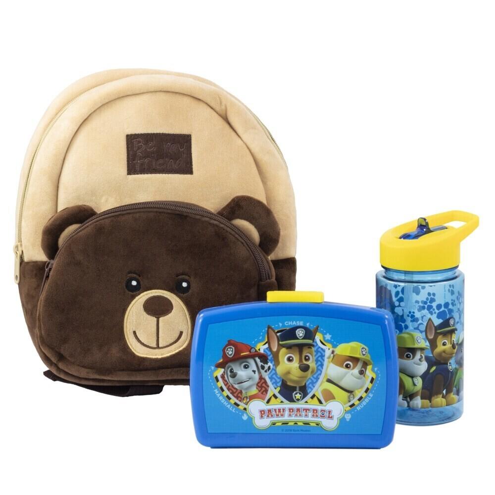 Plüschrucksack Milly Bear Boy mit Brotdose und Trinkflasche