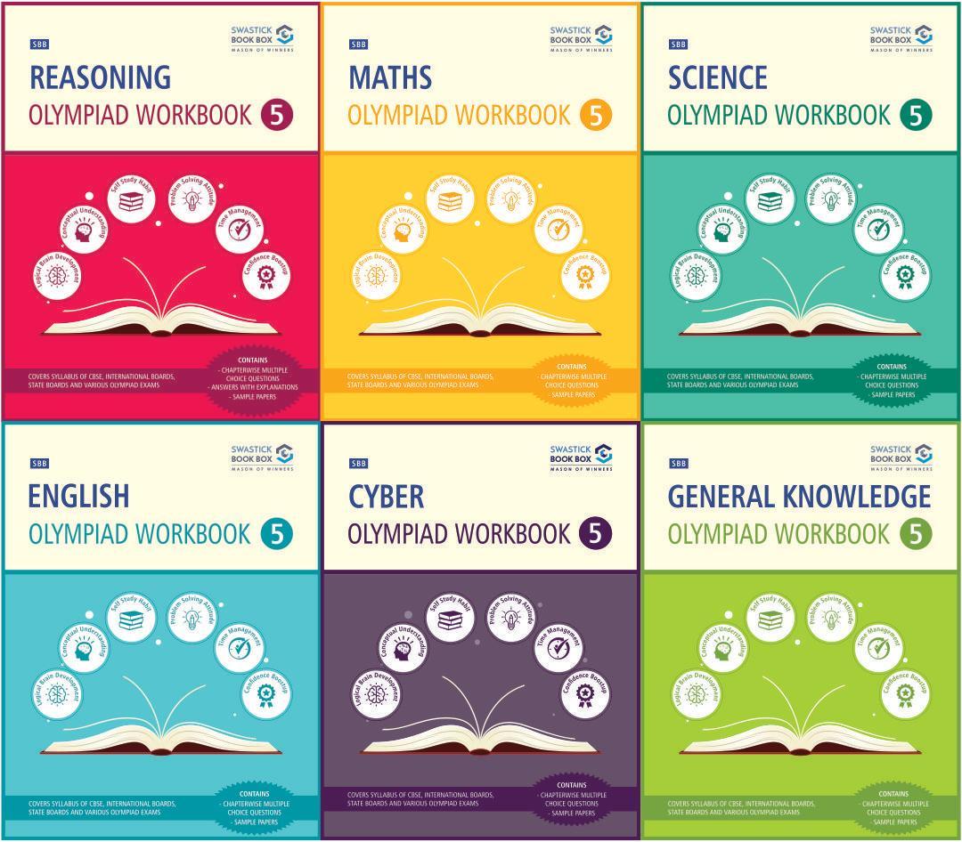 SBB Reasoning, Maths, Science, Cyber, English & GK Olympiad Workbook Combo - Class 5