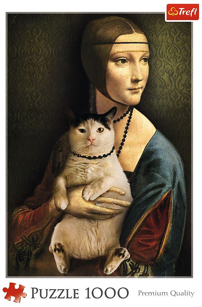 Trefl - Puzzle - Lady mit Katze, 1000 Teile