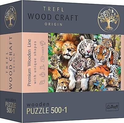 Trefl - Holzpuzzle 500+1 - Wildkatzen im Dschungel