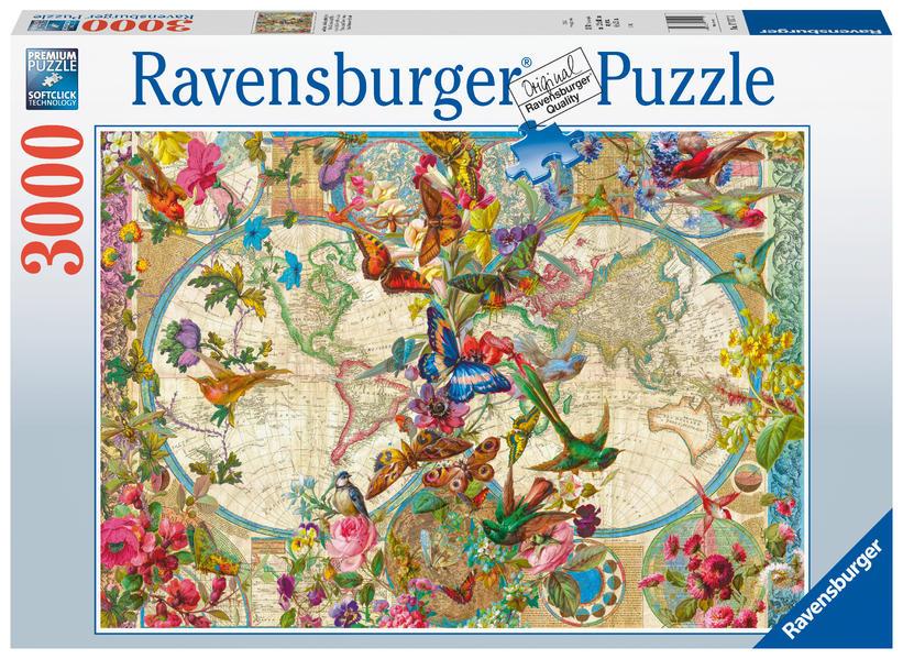 Ravensburger - Weltkarte mit Schmetterlingen, 2000 Teile