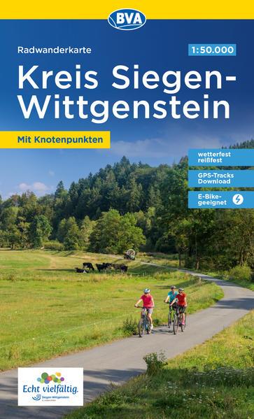 Radwanderkarte BVA Kreis Siegen-Wittgenstein mit Knotenpunkten 1:50.000, reiß- und wetterfest, GPS-Tracks Download, E-Bike-geeignet