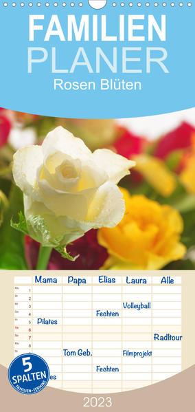 Familienplaner Rosen Blüten Terminkalender (Wandkalender 2023 , 21 cm x 45 cm, hoch)