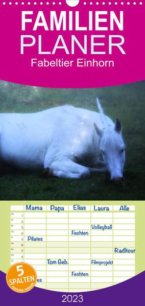 Familienplaner Fabeltier Einhorn (Wandkalender 2023 , 21 cm x 45 cm, hoch)