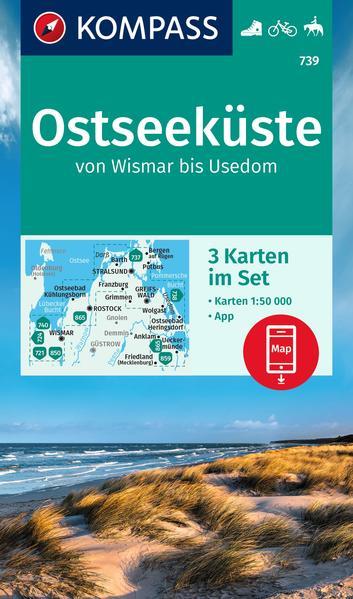 KOMPASS Wanderkarten-Set 739 Ostseeküste von Wismar bis Usedom (3 Karten) 1:50.000