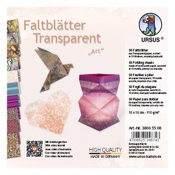 URSUS Falten Transparentpapier-Faltblätter Art, 115 g/m², 15 x 15 cm, sortiert