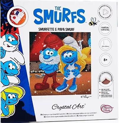 Craft Buddy CAK-SMRF540M - Crystal Art, Smurfette and Papa Smurf, 30x30cm, Die Schlümpfe Leinwand-Bild, Diamond Painting