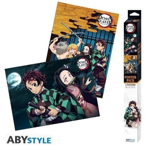 DEMON SLAYER 2er Set Chibi Posters Group & Duo (52x38)