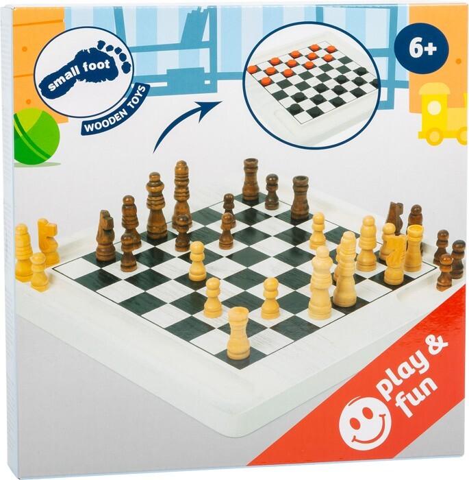 small foot 11395 - Brettspiel Schach und Dame, 20 cm