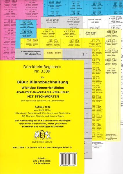 DürckheimRegister® BiBu-BILANZBUCHHALTUNG für SteuerRichtlinien mit Stichworten