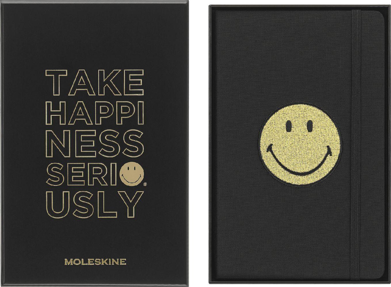 Moleskine Limited Edition Noteboook Smiley Box, Large, Ruled, Black, Hard Cover (5 x 8.25)