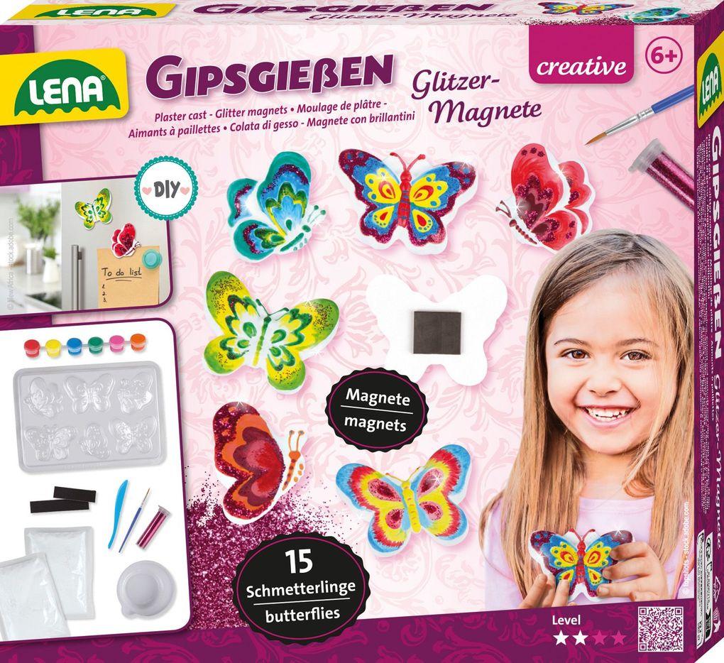 Lena - Gipsgießen Glitter Schmetterlinge, Faltschachtel